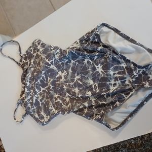 Michael Michael Kors one piece printed swimsuit 8 tall grey geometric